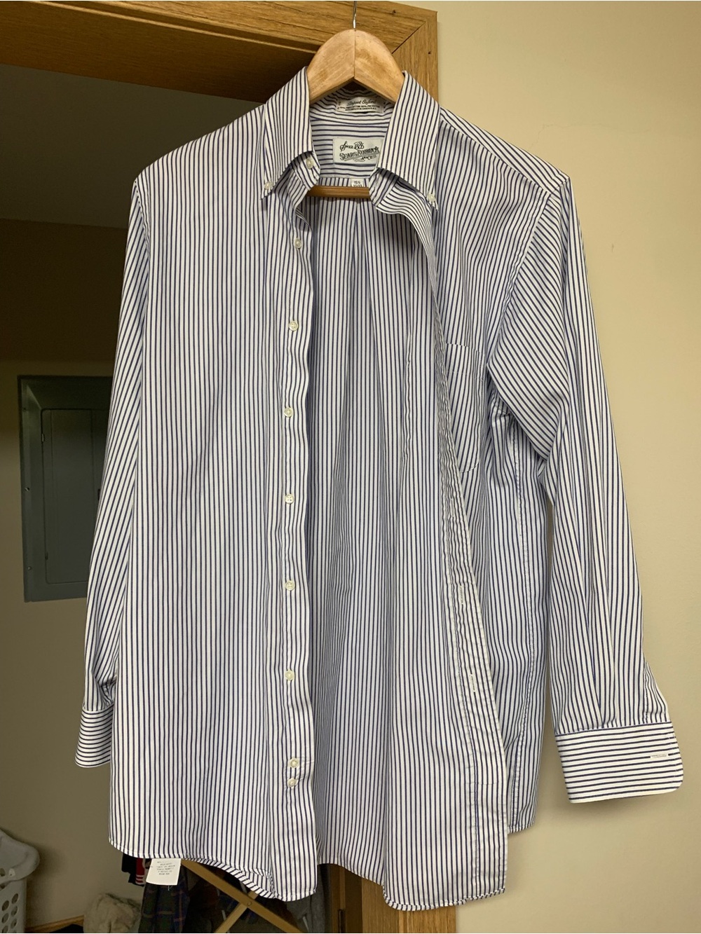 Sears Roebuck Vintage Slim-Striped Blue & White Button-Down Shirt